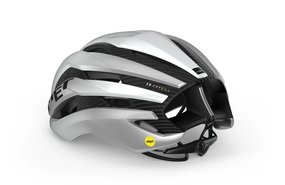 MET Trenta 3K Carbon (Mips) White/Silver/Metalic-Matt - Large MET Trenta 3K Carbon (Mips) White/Silver/Metalic-Matt - Large -DOLAN BIKES COMPONENTS met trenta 3k carbon mips road cycling helmet BI2 back