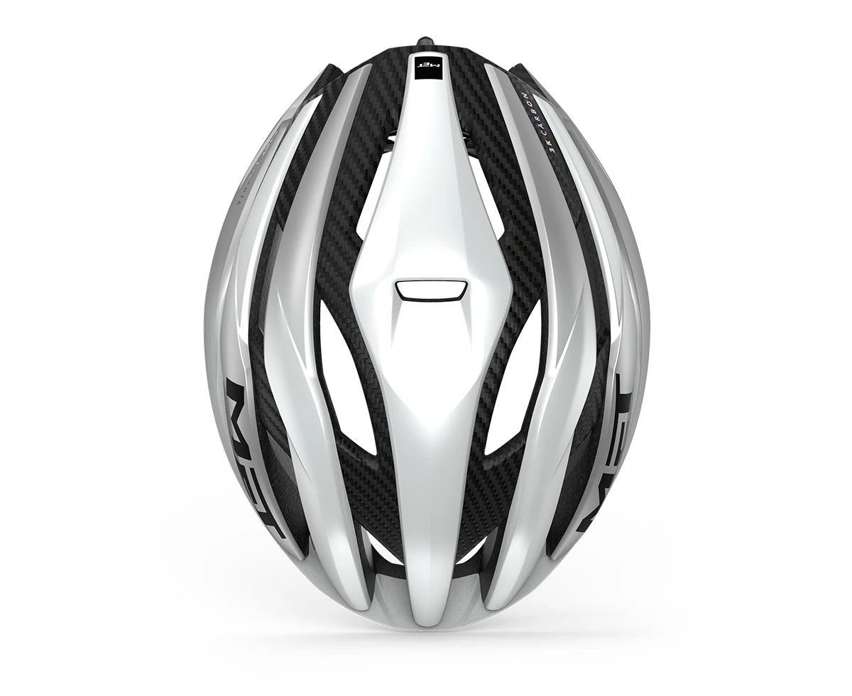 MET Trenta 3K Carbon (Mips) White/Silver/Metalic-Matt - Large MET Trenta 3K Carbon (Mips) White/Silver/Metalic-Matt - Large -DOLAN BIKES COMPONENTS met trenta 3k carbon mips road cycling helmet BI2 top